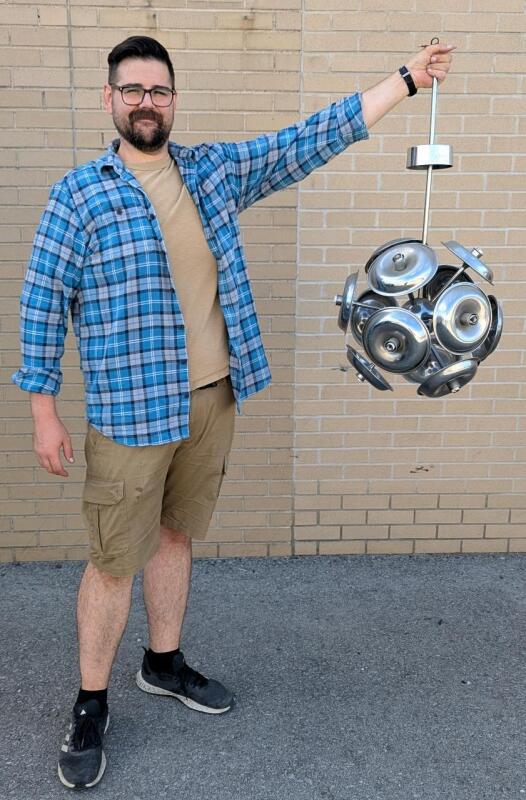 Really Neat Eclectic Sputnik Light Fixture / Chandelier, Untested Sold As-Is, 36" Long (Mike for Scale, Not Included)