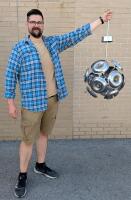 Really Neat Eclectic Sputnik Light Fixture / Chandelier, Untested Sold As-Is, 36" Long (Mike for Scale, Not Included)