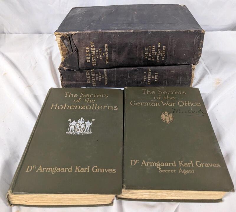 4 Antique Hardcover Books. Published in 1875 to 1915.Tallest 11" Tall.