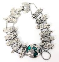 Adorable Vintage We Are the World Slide Bracelet Marked S-80, 7" Long