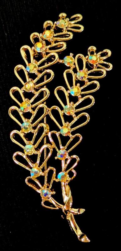 Stunning Vintage Signed CORO AB Rhinestone Flower Bundle Brooch, 3.15" Long