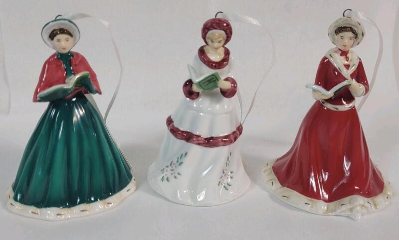Royal Doulton " Christmas Tree Ornament " Figurines . HN 5933 , HN 5934 & HN 5935 . Measures 3.5" Each . No chips or cracks . See photos
