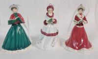 Royal Doulton " Christmas Tree Ornament " Figurines . HN 5933 , HN 5934 & HN 5935 . Measures 3.5" Each . No chips or cracks . See photos