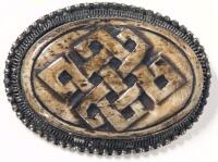 Vintage Moulded Celtic Knot Bezel-Set Sterling Silver Brooch, 2.25" Long