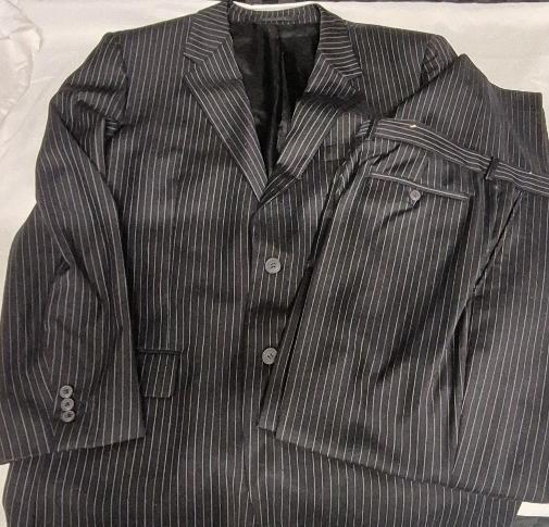 ENRO Sz 44R Jacket sz 38R Pants Men's Suit Navy Pinstripe Wool
