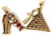 Neat Egyptian-Themed Pendants : Fantastic Sarcophagus with Hinged Lid & Mummy Inside & Pyramid with Ankha | 1.5" Long