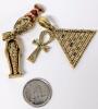Neat Egyptian-Themed Pendants : Fantastic Sarcophagus with Hinged Lid & Mummy Inside & Pyramid with Ankha | 1.5" Long - 2