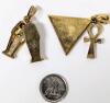 Neat Egyptian-Themed Pendants : Fantastic Sarcophagus with Hinged Lid & Mummy Inside & Pyramid with Ankha | 1.5" Long - 3