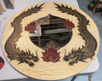 Asian Themed Mirror with Dragon. 23.5" Across