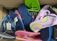 30+ Pairs of Flip Flops. Men's Women's Kids. Variety of Sizes and Styles.