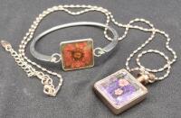 Vintage Bracelet Dry Flower & Modern H27 Necklace Dry Flower Perfume Bottle Pendant
