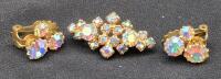Stunning Vintage Earrings Clip-ons & Austria Stamped Crystal Brooch