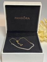PANDORA signed 925 SHINE&trade; Sparkiing Strand Line Bracelet Adjustable see more in description