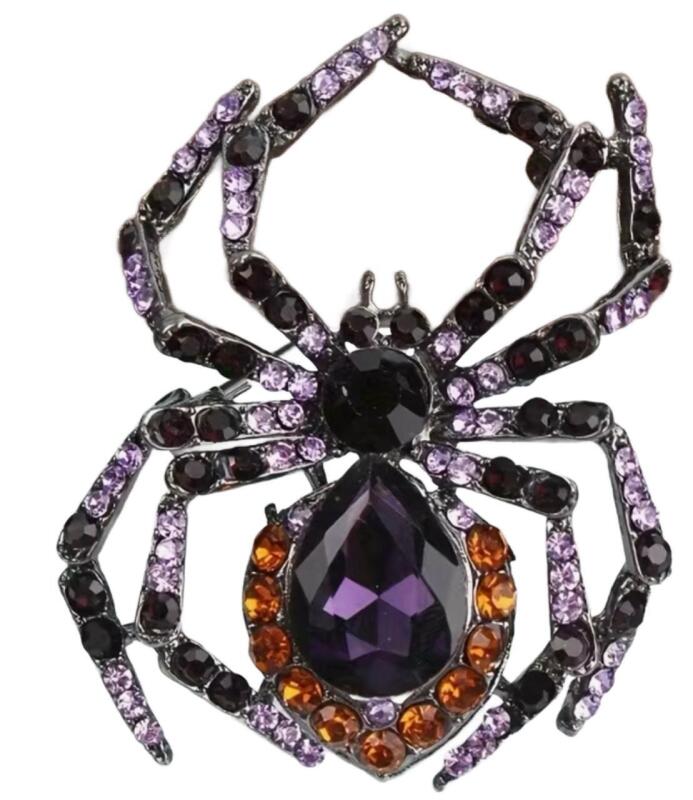 Baroque Luxury Spider Brooch Elegant Purple Citrine Rhinestones Statement Piece Approximately 2.25 x 1.75&rsquo;&rsquo;