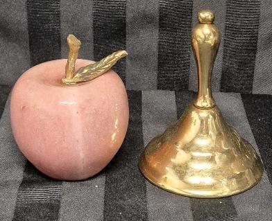Vintage Brass Bell & Apple Paperweight Lot