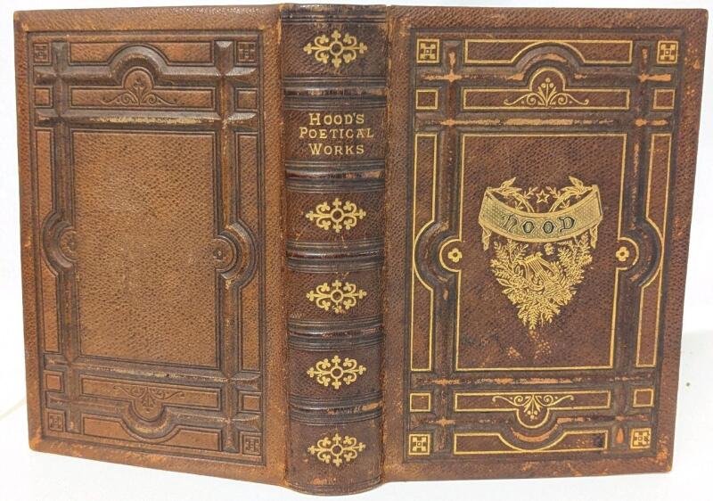 Antique 1870s HOOD'S POETICAL WORKS / The Poetical Works of Thomas Hood by William Michael Rosetti, First Series, Hardcover Book