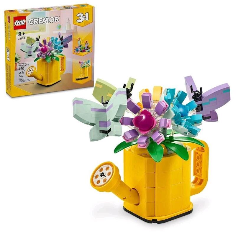 New - Lego Creator Flowers in Watering Can 3-in-1 Build Set , # 31149 . 420pcs. . Sealed