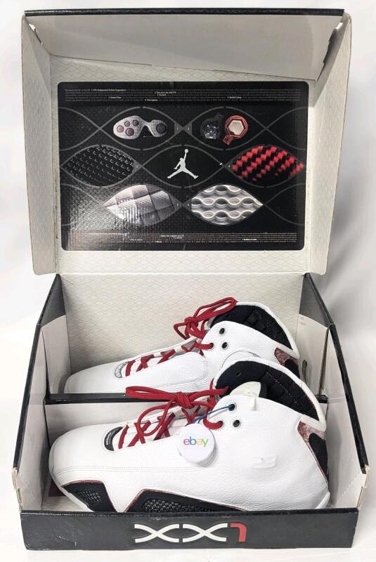 [YOWZA!!!] Size 9.5 Men's NIKE AIR JORDAN XXI, Year: 2005, White/Varsity Red-Met Silv, 313038 161, With Original Box & Ebay Verification Tag