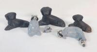 Vintage Miniature Ceramic Raccoons & Dogs . Measures 1" to 2 &frac14;" tall . Some wear & scuff marks .
