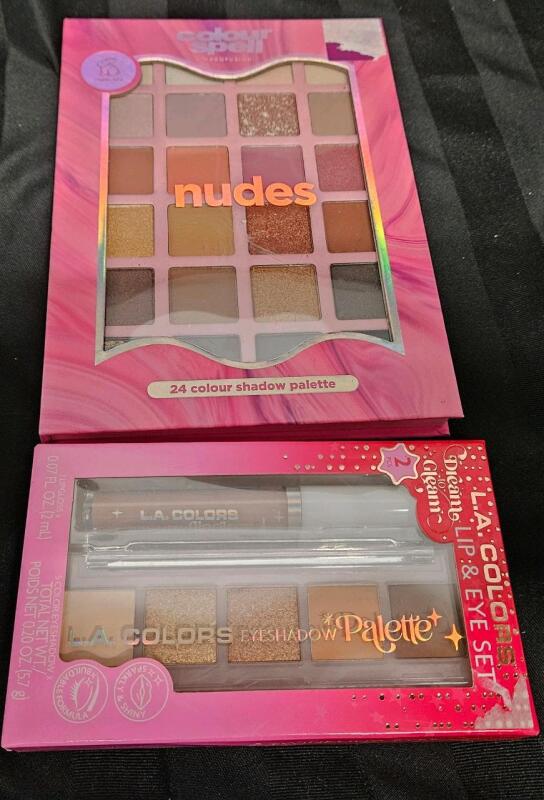 2 new makeup items. Colour spell 24 colour shadow eye palette and 2 piece LA colour's lip and eye set