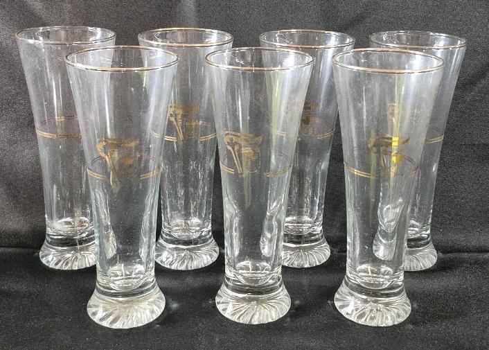 7 Vintage 8" Tall Petro-Canada 1988 Calgary Winter Olympics Commemorative Pilsner Beer Glasses