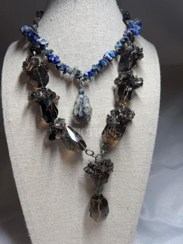 Smoky & Clear Quartz Lapis & Blue Stone Necklaces