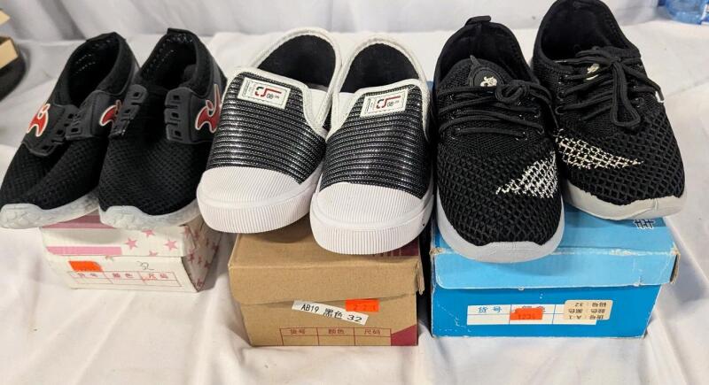 3 New Size 32 Kids Shoes.