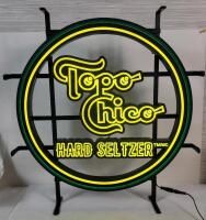 New - TOPO CHICO Hard Seltzer LED Faux Neon Light-Up Bar Sign . Measures 19.5"&times;21"&times;3.5" . Tested Working .