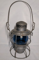 Vintage CNR Railway Lantern Hiram L. Piper Co. Lantern w/Blue Globe