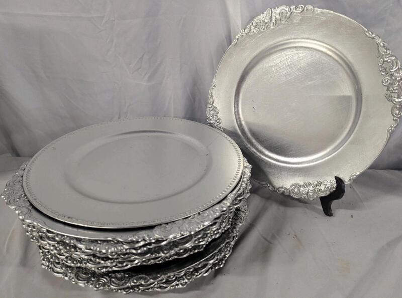 25 Plastic Charger Plates. Approximately 13" Across. Various patterns
