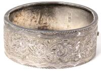 Antique (Possibly 1908) Stamped SD, "i", Lion, Anchor, Burmingham Sterling Silver Hinged Bangle, 2.5" &times; 2.15" &times; 1" Wide