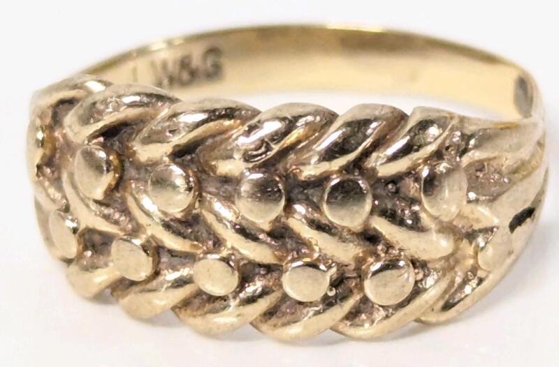 Vintage Signed L.W&G England Stamped 375 Bear "B" 9K Gold, Size 4 Ring