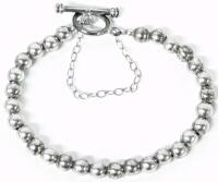 Vintage 8" Long Stamped 925 Toggle Clasp Bracelet with Safety Chain