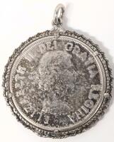 Vintage 1962 Canadian Silver 50 Cent Coin Pendant in Rope Bezel Frame, 1.8" Diameter