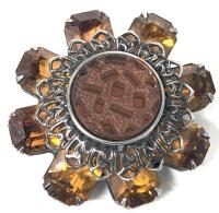 Signed Vintage DANNY POLLAK Chunky Vintage Floral Brooch