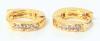New Pair Of The Most Adorable, Tiny Baby / Child Hinged Hoop Earrings (Pierced Ears) With Rhinestones! 0.26" Diameter Each - 5