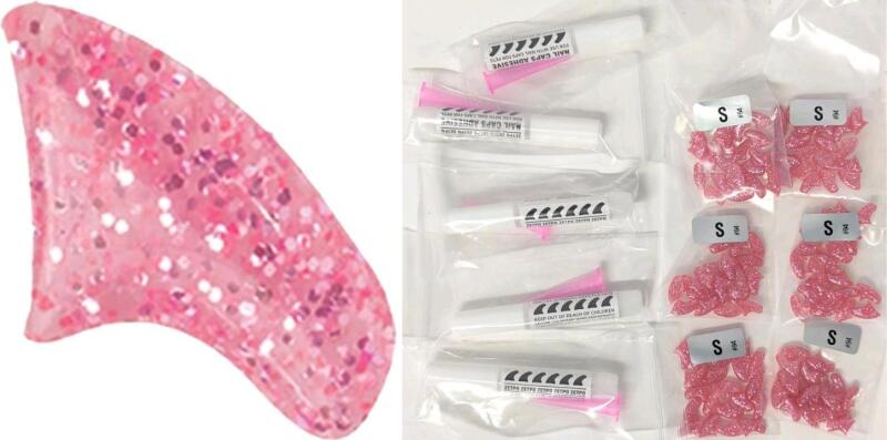 120 New Size Small ZETPO Pink Glitter Nail Caps For Cats 6-10lbs. Includes 5&times; Adhesive Tubes & Applicators