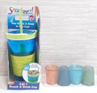 New Snackeez 16oz & 8oz Snack and Drink Cup & 4 Short Freeze Tumblers