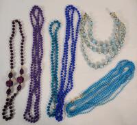 Vintage Turquoise , Purple & Blue Beaded Necklaces . Various Lengths .
