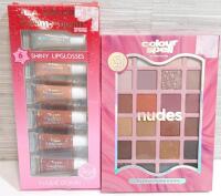 New L.A Color 6pc Shiny Lipglosses & Colour Spell "Nudes" 24 Colour Shadow Palette