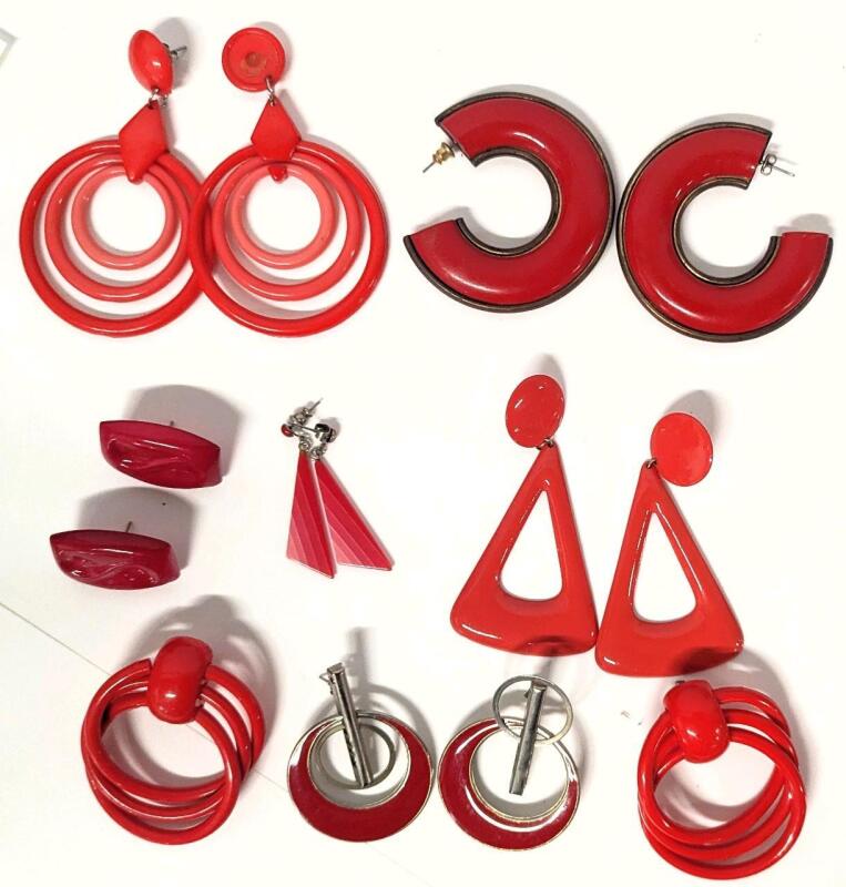 7 Vintage Pairs of Earrings for Pierced Ears, Longest 3.25"