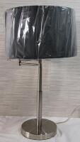 New - Swing Arm Table Lamp w/Satin Nickle Finish , measures 23" tall . Tested Working (bulb not included)