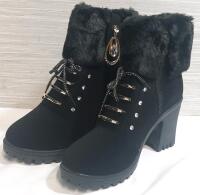 New Pair of Women's Fur Lace-Up Boots | Size 7