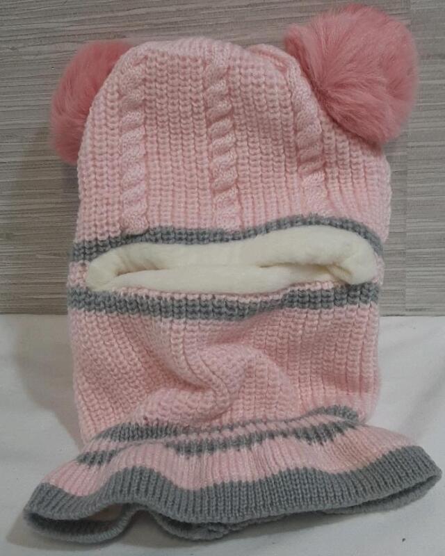 New Knitted Pom-Pom Pink Hat for Kids