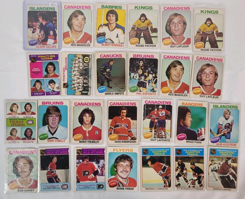 1975 - 1976 O Pee Chee NHL Hockey Trading Card Singles , 26 Trading Cards .