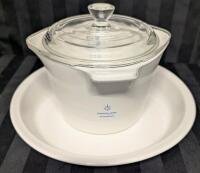 Corning Ware Saucemaker and 9" Pie Pan.