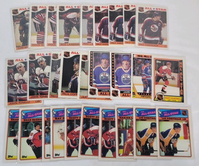 1985 - 1989 Topps NHL Hockey All-Star Trading Card Stickers . 27 Stickers . Will include Doubles