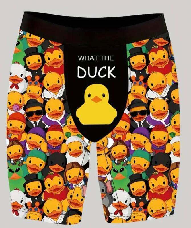 New Size Large Soft Breathable Boxer Briefs with Duck Print - Elastic Material, Quick-Dry 95% Polyester 5% Elastane