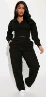 New Women's Size Medium Fashion Nova It's Always Casual Pant Set , Black . Stock photos used