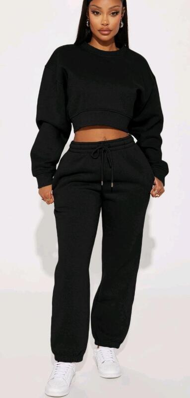 New Women's Size 1X Make It Last Jogger Set , Black . Stock photos used